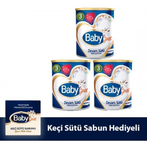 Baby Goat 3 Keçi Sütü Bazlı Devam Sütü 400 gr 3 lü ( Sabun Hediyeli )